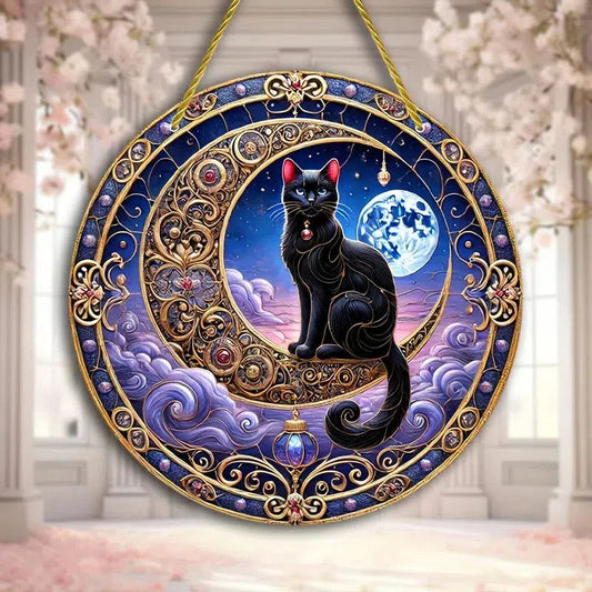 Black Cat Suncatcher Magical Cat Window Decor Witchy Suncatcher-MoonChildWorld