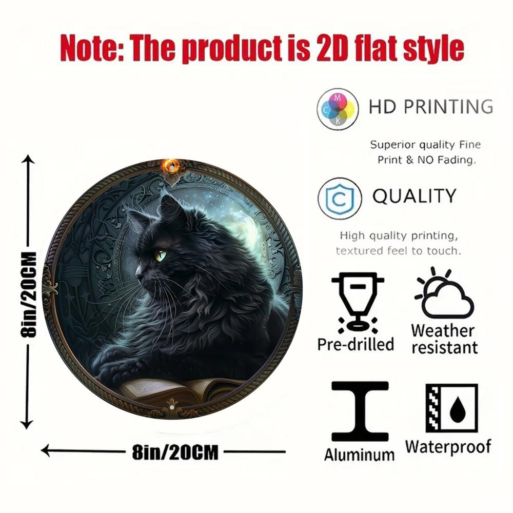 Black Cat Wall Art Gothic Cat Metal Sign for Halloween-MoonChildWorld