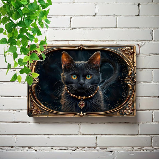 Black Cat Wall Art Occult Cat Metal Sign for Spirit Animal Home Decor-MoonChildWorld