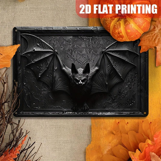 Gothic Bat Wall Sign Halloween Bat Metal Tin Sign-MoonChildWorld
