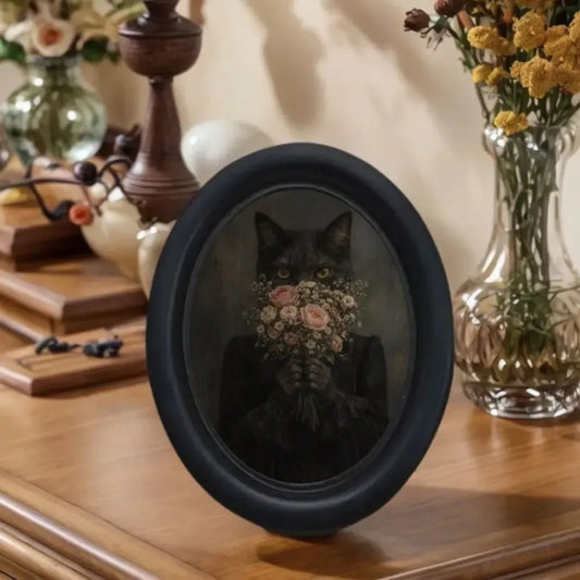 Black Robe Bouquet Black Cat Photo Frame Wall Decoration – back view