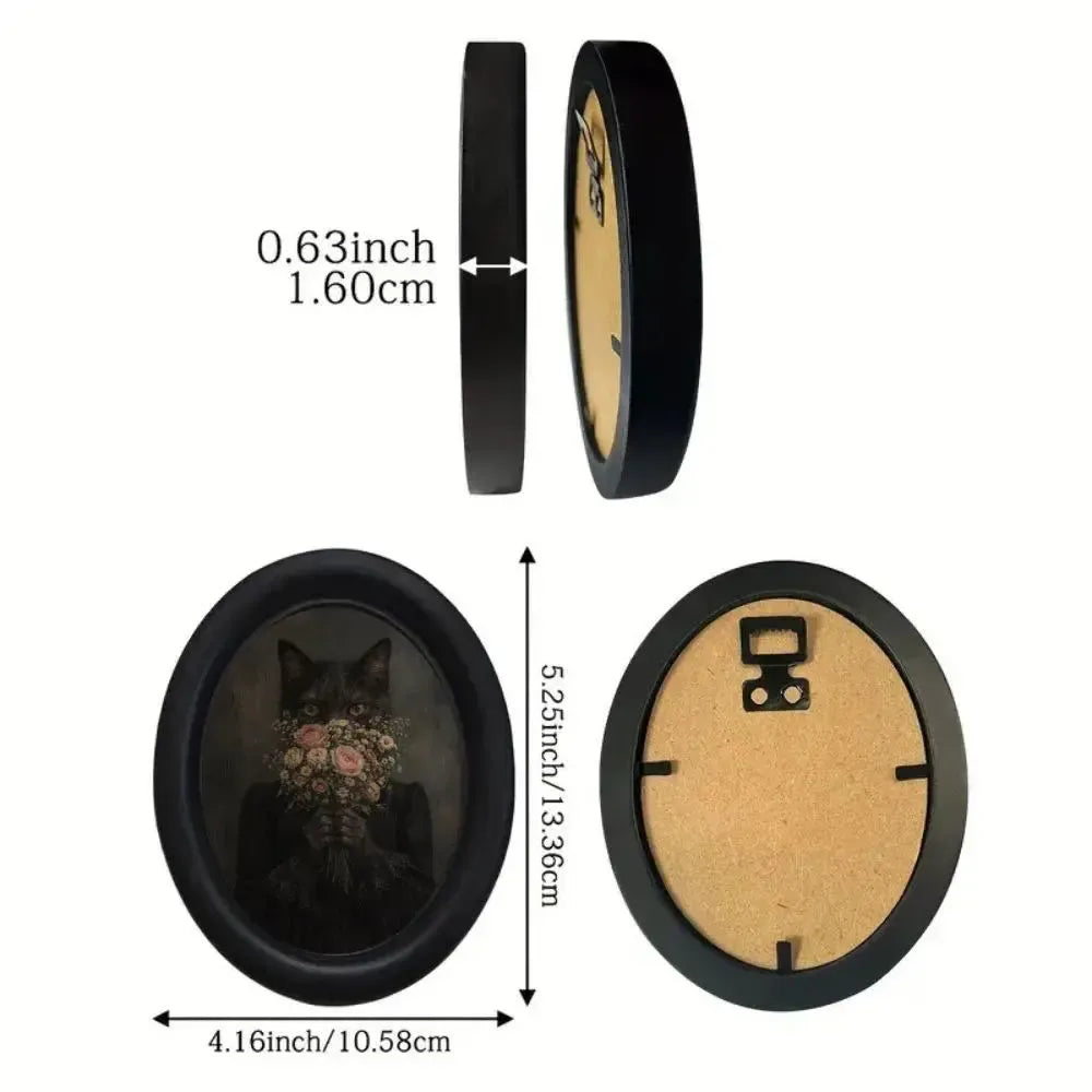 Black Robe Bouquet Black Cat Photo Frame Wall Decoration – close-up detail