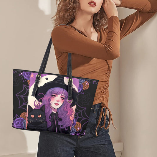 Black cat and Witch Tote Bag-MoonChildWorld