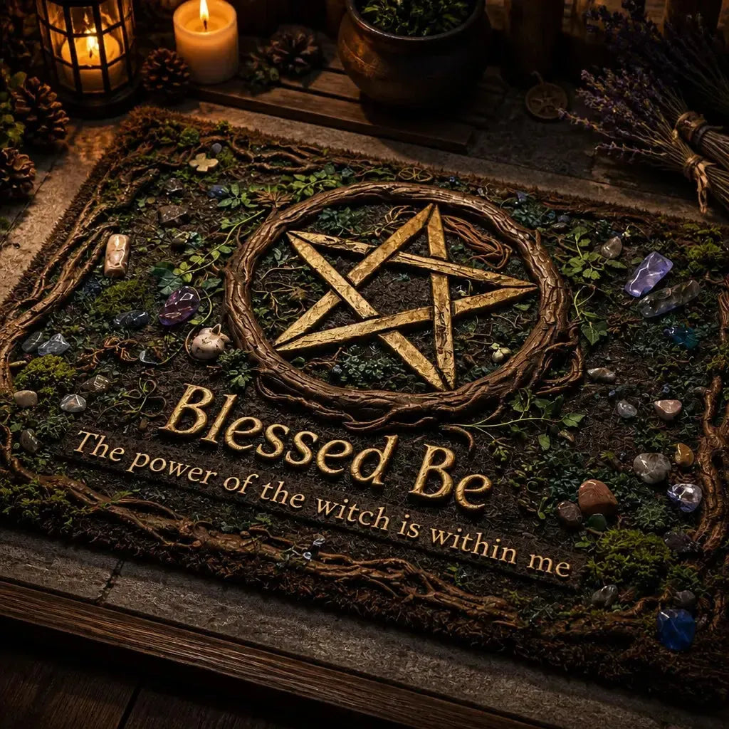 Blessed Be Pentacle Wicca Doormat – Pagan Welcome Mat for Home Decor_mockup_2.webp