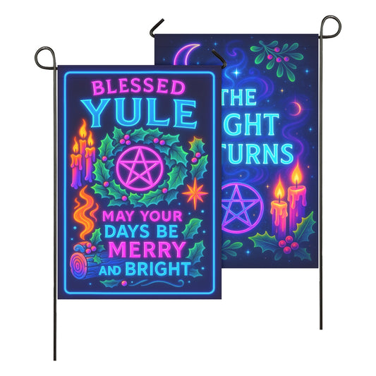 Blessed Yule Wicca Garden Flag and House Flag for Pagan Yule Home Decor-MoonChildWorld