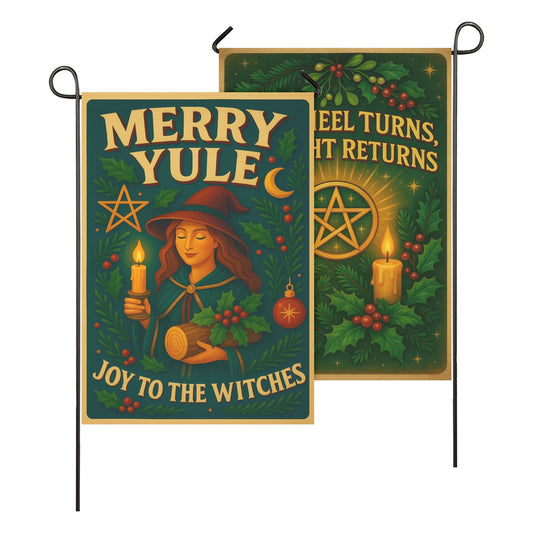 Blessed Yule Wicca Garden Flag and House Flag for Pagan Yule Home Decor-MoonChildWorld