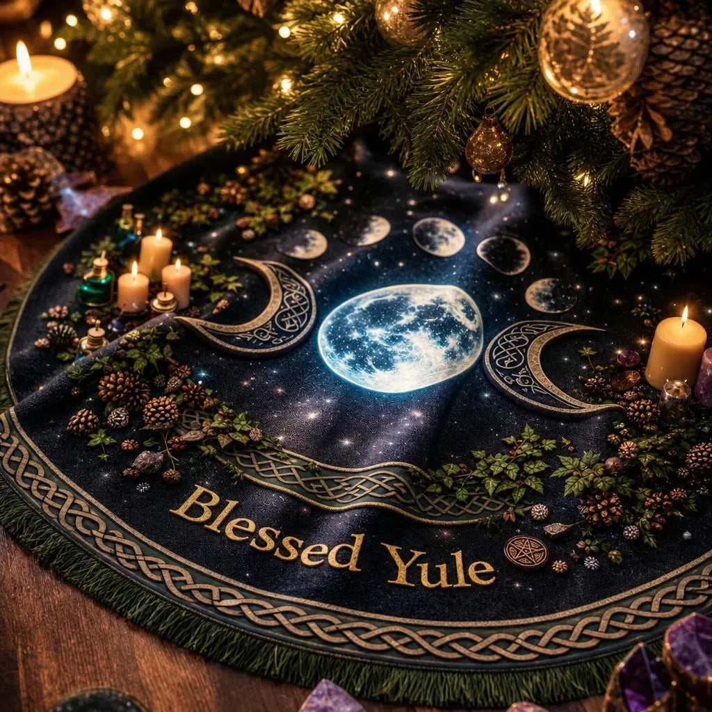 Moon Phases Yule Tree Skirt – Pagan Witch Gothic Decor_mockup_4.webp