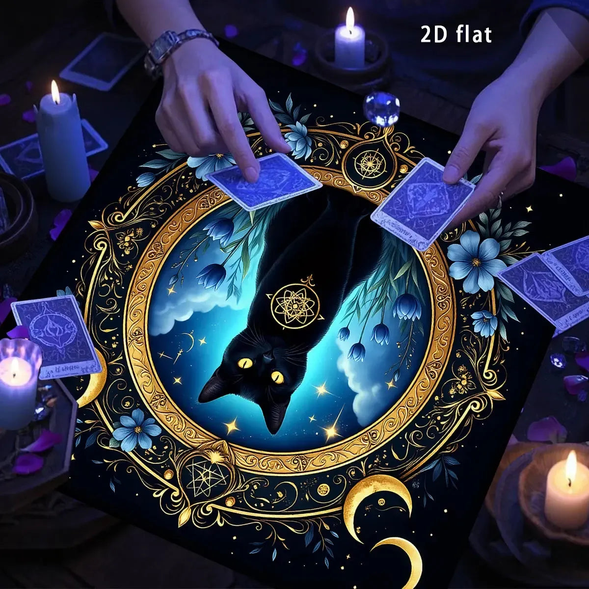 Botanical Moon Phase Celestial Tarot Altar Cloth-MoonChildWorld