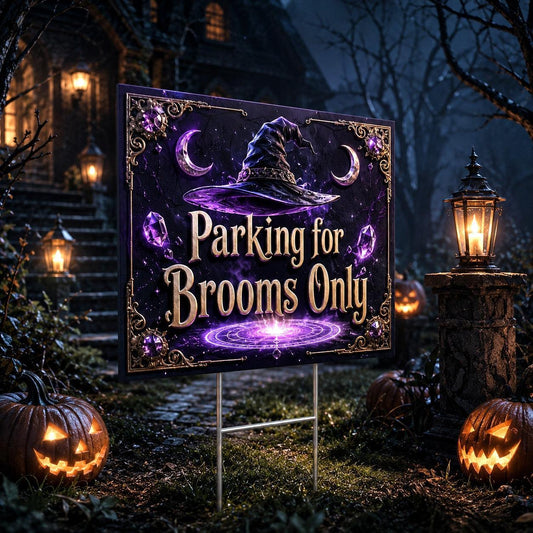 Broom Parking Witch Halloween Yard Sign - garden display