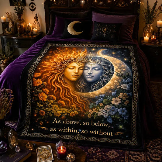 Celestial Sun Goddess and Moon Goddess Blanket for Wiccan and Pagan Home Decor_mockup_1.webp