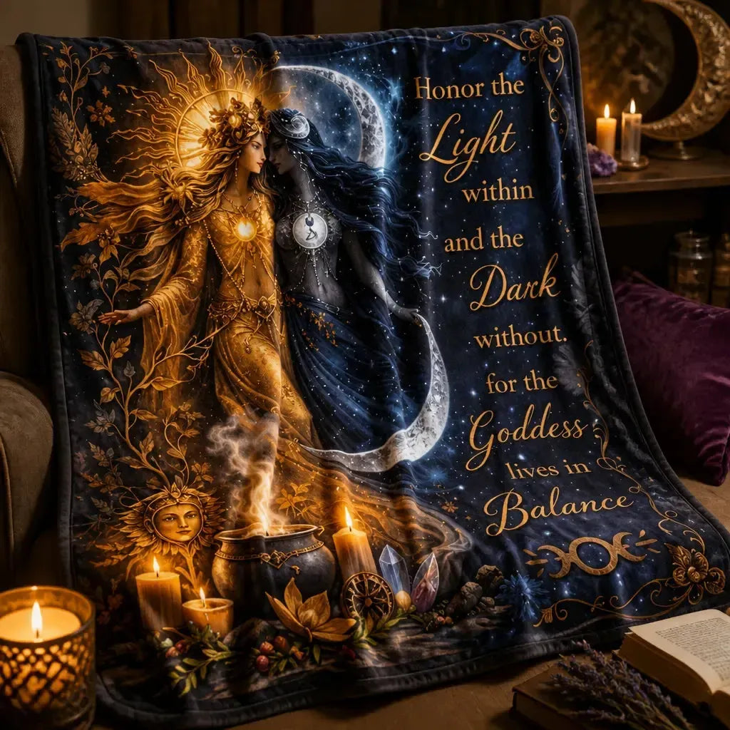 Celestial Sun and Moon Goddess Blanket for Wiccan and Pagan Yule Home Decor_mockup_3.webp