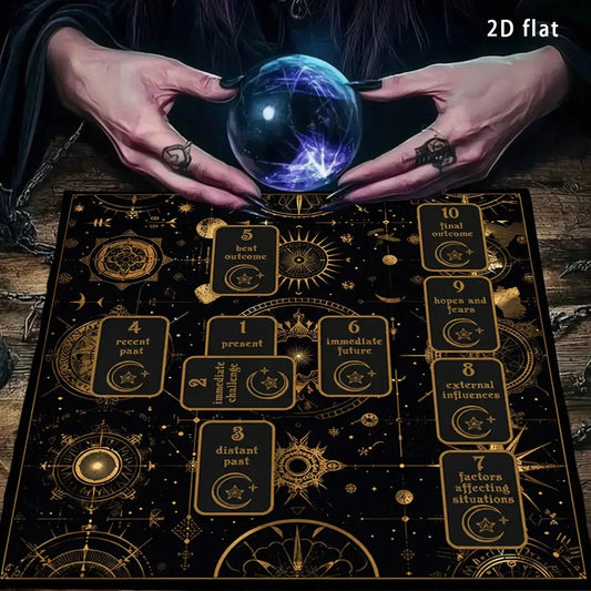 Celtic cross spread cloth – printed ten-card layout detail