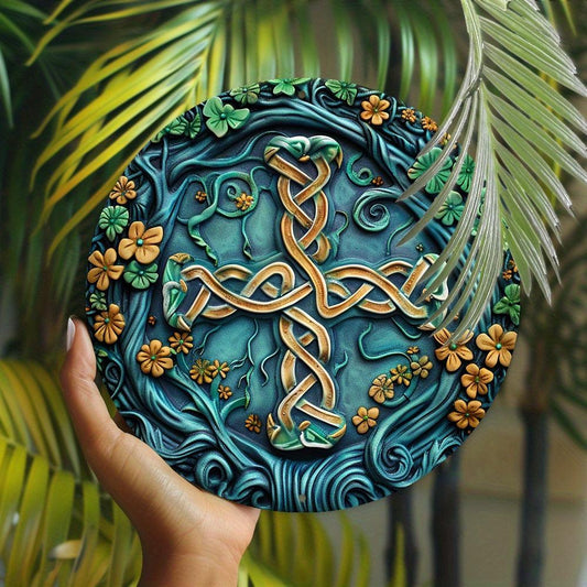 Celtic Knot Celtic Cross Metal Sign Pagan Decor-MoonChildWorld