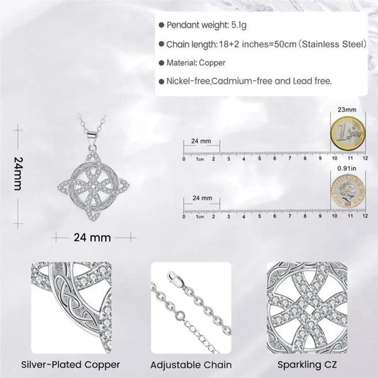 Celtic Knot Necklace 925 Sterling Silver Witch Knot Pendant Protection Amulet Jewelry-MoonChildWorld