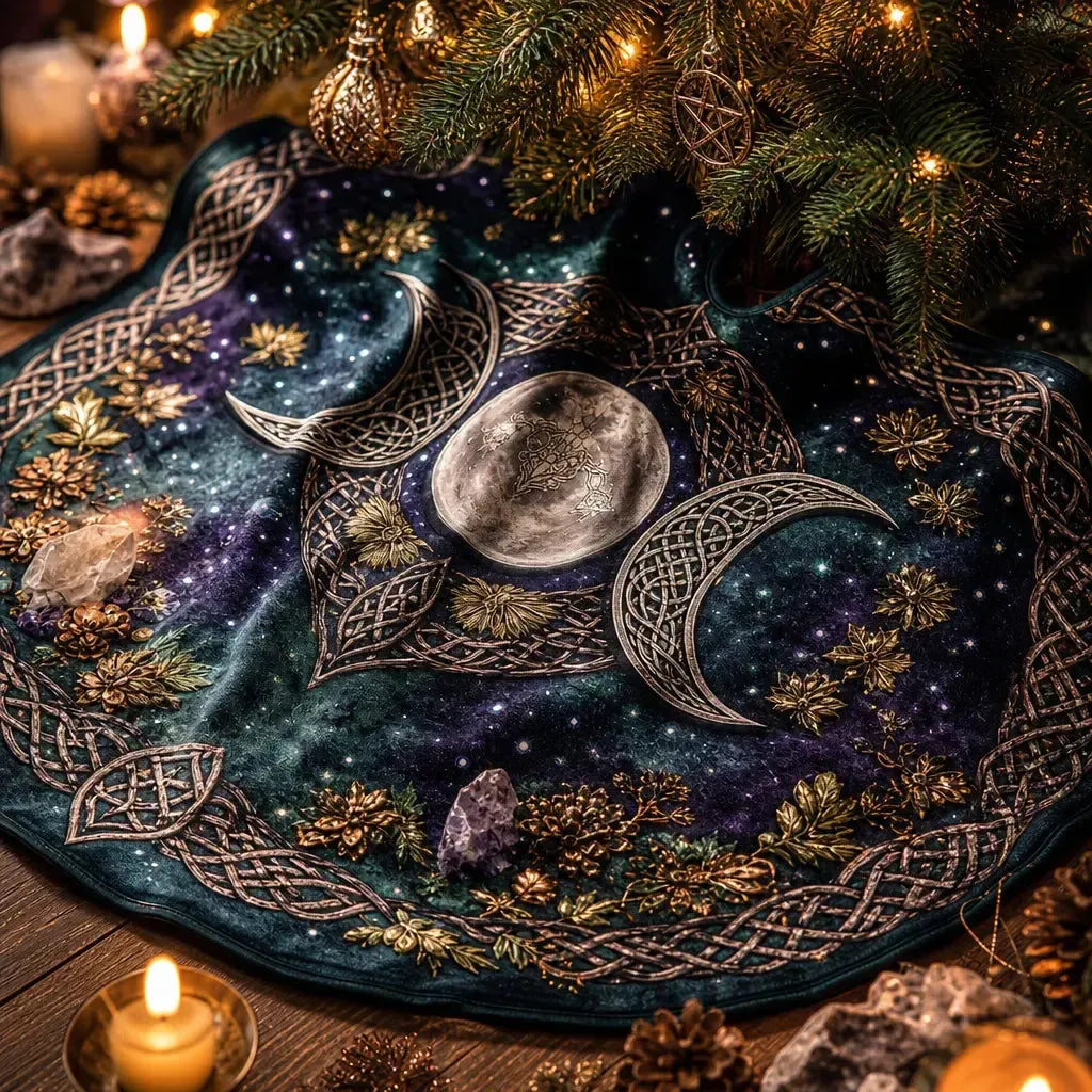 Celtic Moon Yule Tree Skirt – Pagan Witchy Gothic Decor_mockup_4.webp