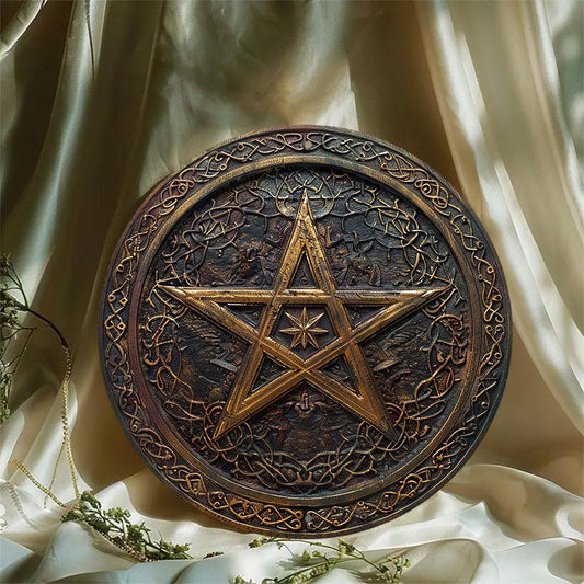 Celtic Pentacle Metal Sign Pentagram Wicca Pagan Decor-MoonChildWorld