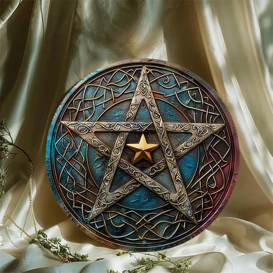 Celtic Pentacle Wicca Metal Sign Pagan Decor-MoonChildWorld
