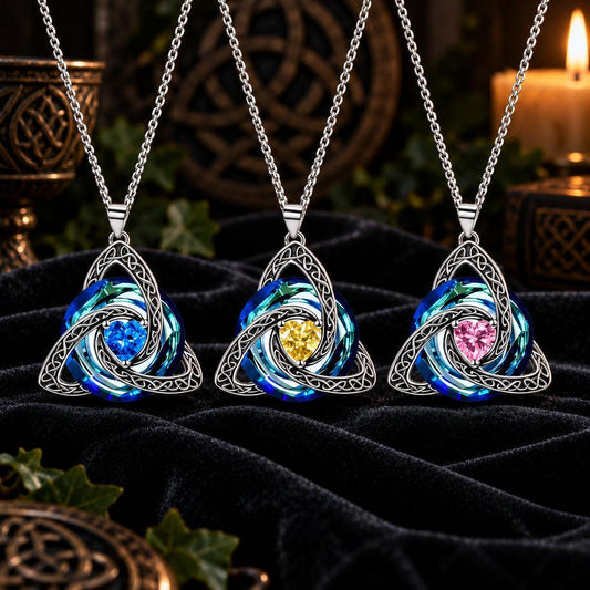 Celtic Trinity Knot Birthstone Necklace โ ritual scene detail 2