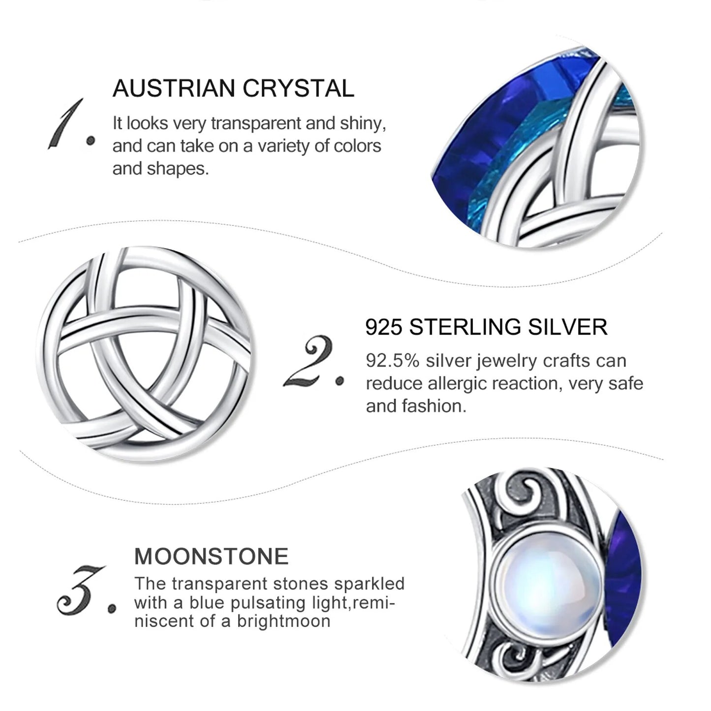 Celtic Triquetra & Triple Moon Necklace Witch Knot Amulet Witchcraft Jewelry-MoonChildWorld