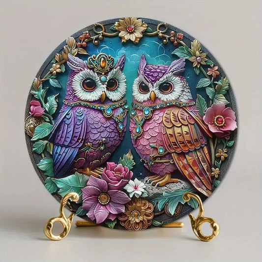 Charming Owls Metal Sign Spirit Animal Home Decor-MoonChildWorld