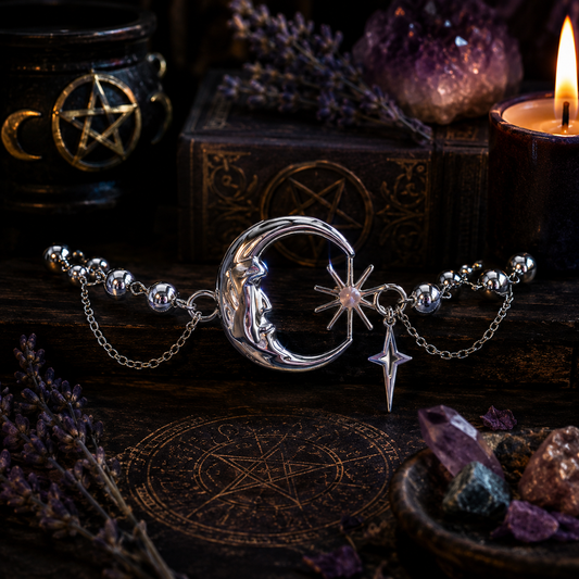 Punk Style Sun Moon Choker Necklace | Stainless Steel Gothic Witch Jewelry-MoonChildWorld
