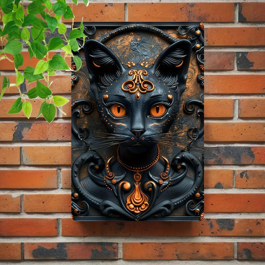 Occult Black Cat Metal Tin Sign Black Cat Wall Art for Gothic Decor-MoonChildWorld