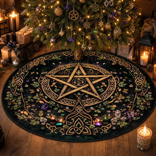 Celtic Pentagram Yule Tree Skirt – Pagan Witch Gothic Decor_mockup_1.webp