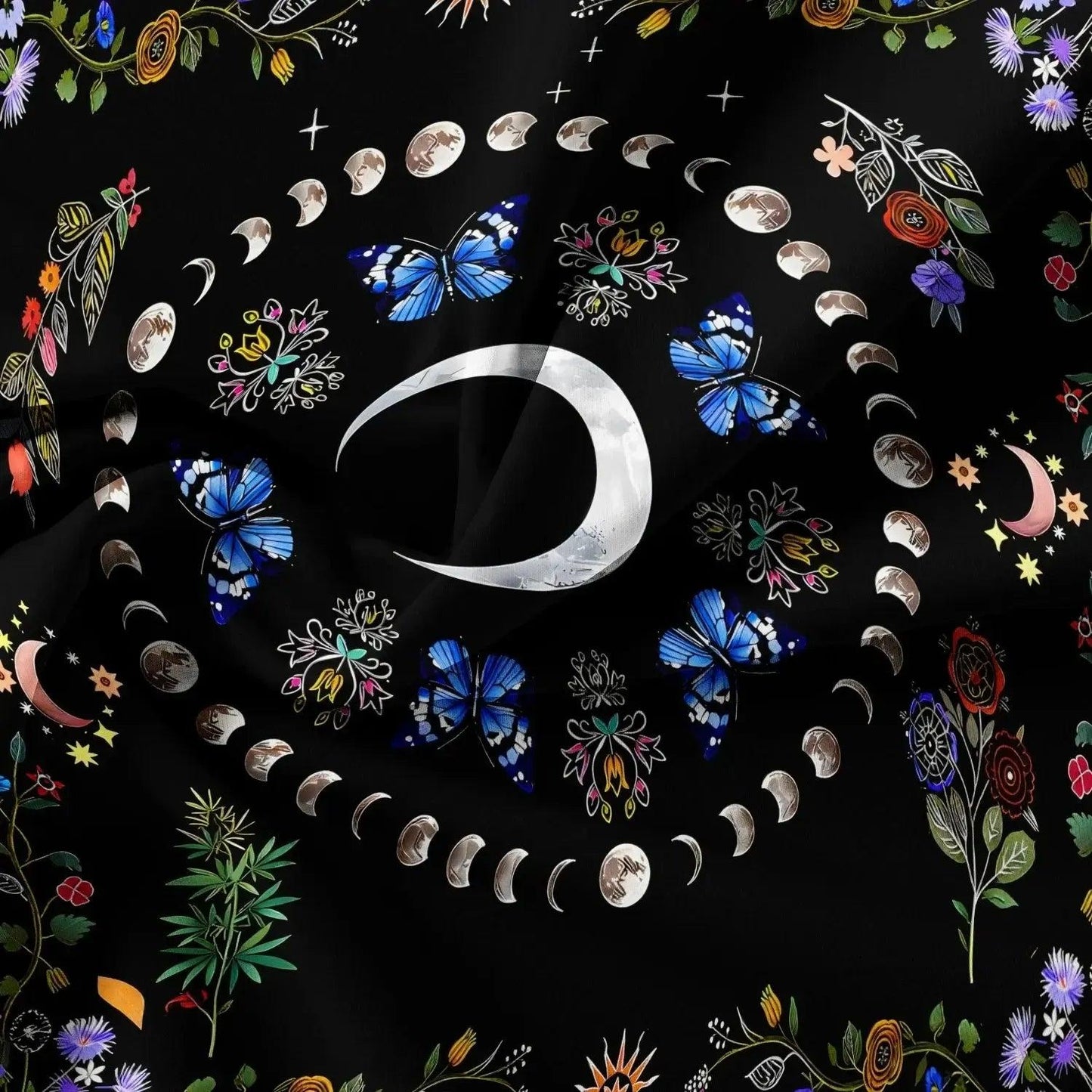 Crescent Moon & Moon Phases Duvet Cover Set Wiccan Bedding Set Pagan Home Decor-MoonChildWorld