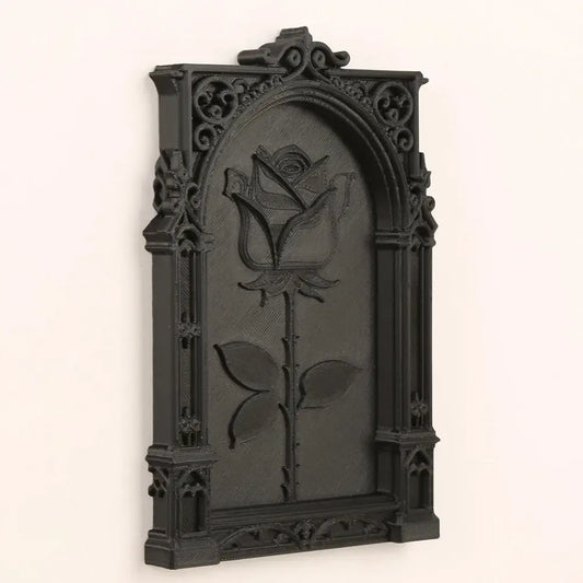 Gothic rose relief wall art black detail – Wiccan Pagan retro home wall decoration