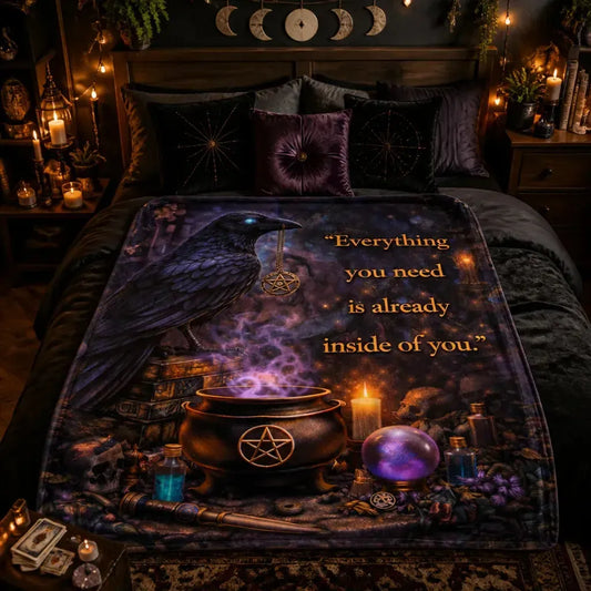 Dark Raven Gothic Crow Witchy Blanket for Wiccan Home Decor_mockup_1.webp