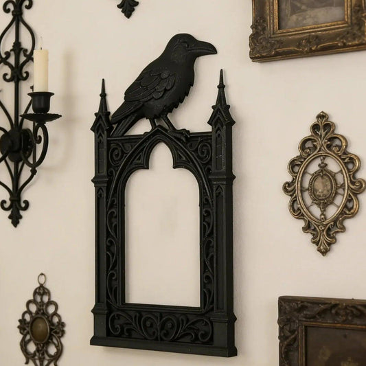 Dark Style Raven Photo Frame Witch Crow Gothic Halloween Wall Decoration-MoonChildWorld