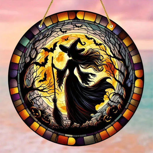 Dark Witch Suncatcher Gothic Window Hanging For Halloween Decoration-MoonChildWorld