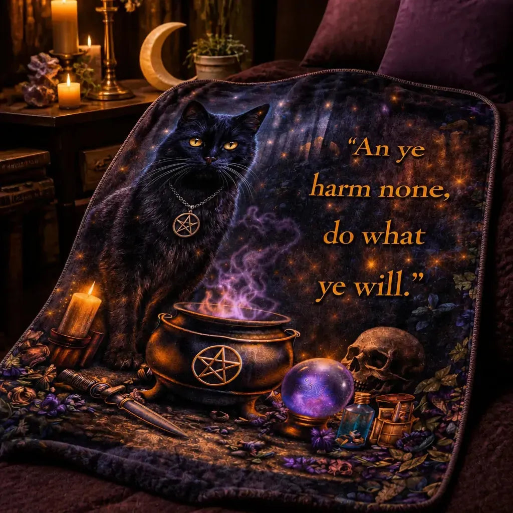 Dark Witchy Black Cat Blanket for Pagan & Wiccan Home Decor_mockup_3.webp