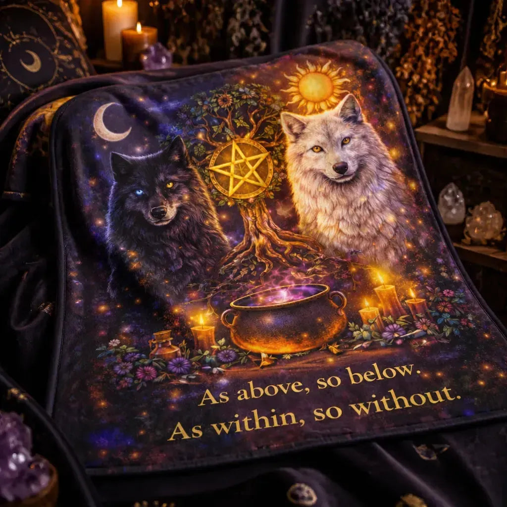 Day & Night Mystical Wolves Witchy Blanket for Wiccan & Pagan_mockup_3.webp