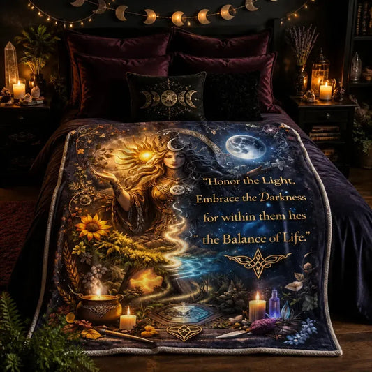 Day & Night Wiccan Sun & Moon Goddess Blanket - Pagan Goddess Blanket Witchy Decor_mockup_1.webp