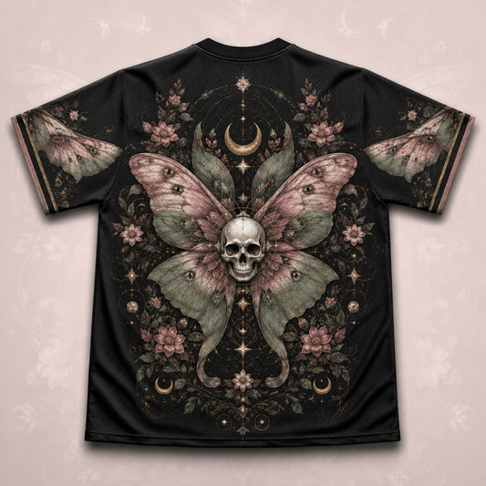 Death Head Moth Moon Phases T-Shirt Pink Rose Gothic Tee back view