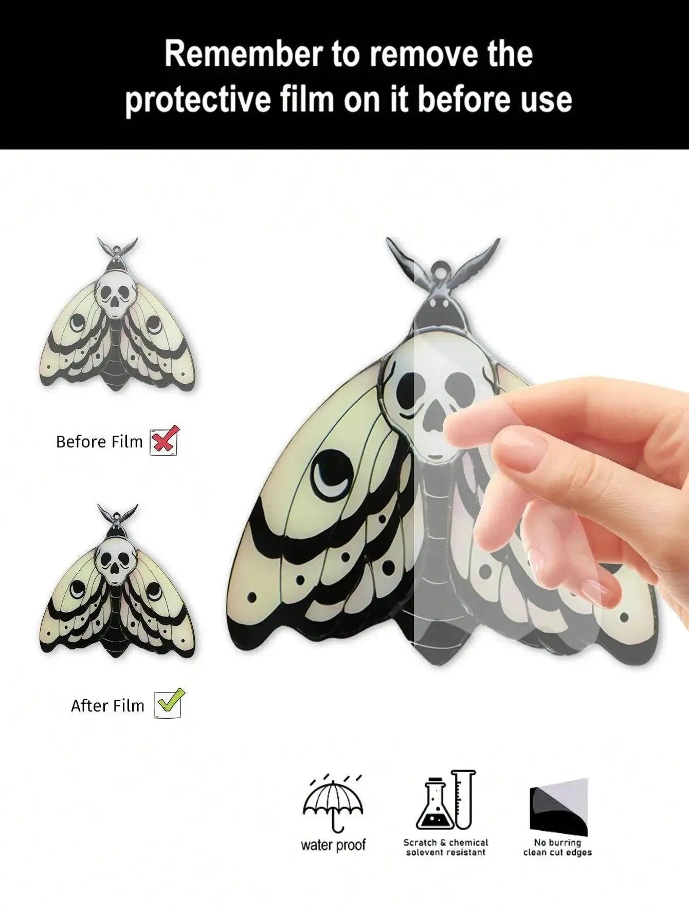 Death Moth Halloween Suncatcher Window Hangings - Gothic Skull Butterfly Suncatcher Window Ornaments-MoonChildWorld