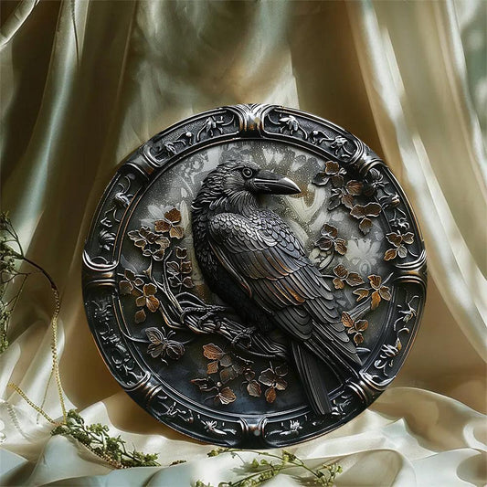 Gothic Crow Metal Sign Black Raven Metal Sign-MoonChildWorld