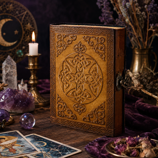 Dragon leather journal with brass lock – handmade book of shadows grimoire, antique clasp, deckle pages, view 2