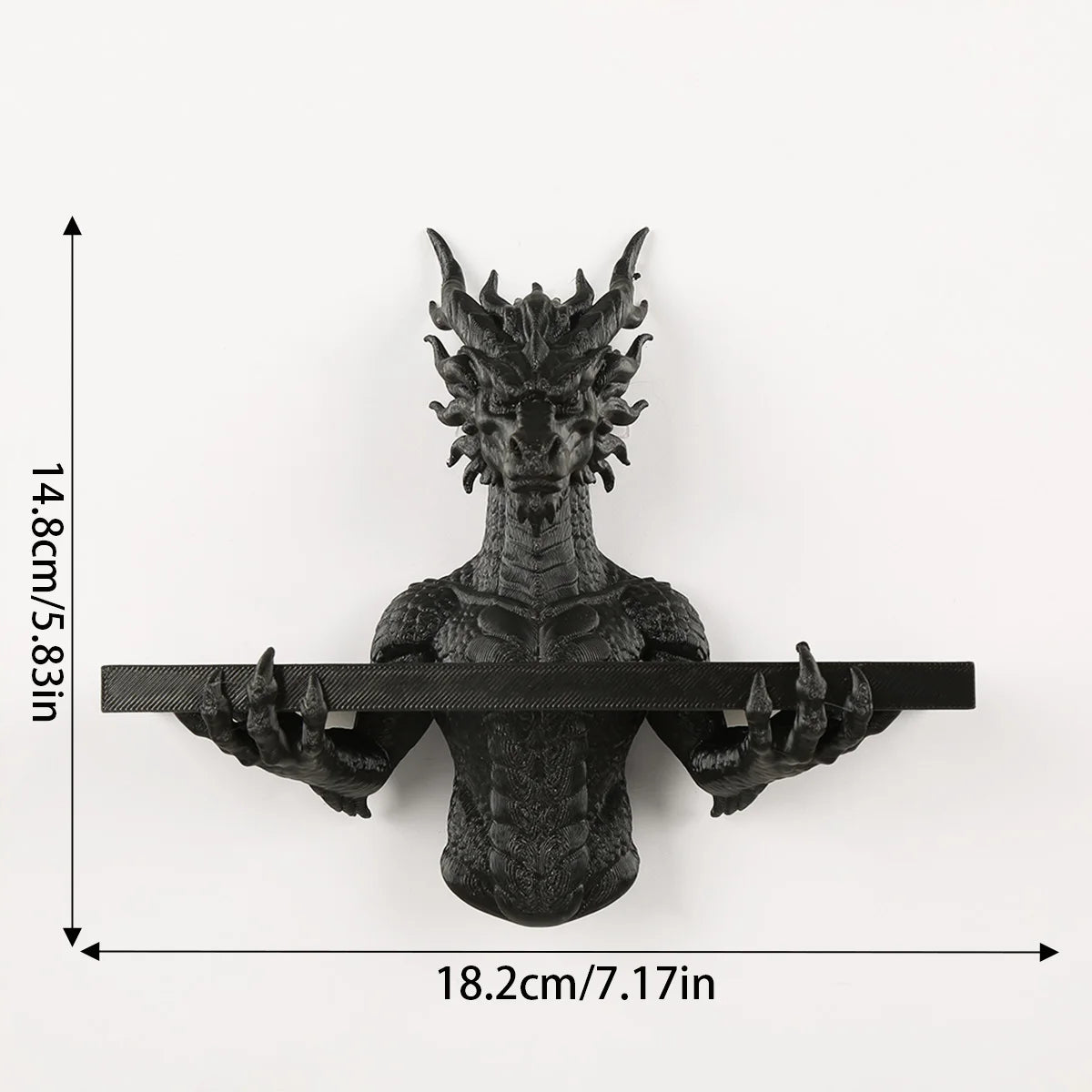 Dragon Wall Mount Shelf Gothic Resin Crystal and Incense Rack-MoonChildWorld
