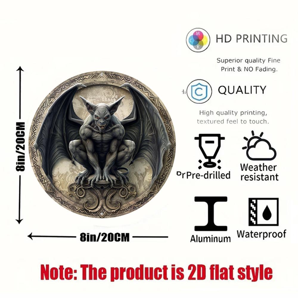 Elegant Dark Gargoyle Metal Sign Gargoyle Wall Sign Gothic Metal Sign-MoonChildWorld