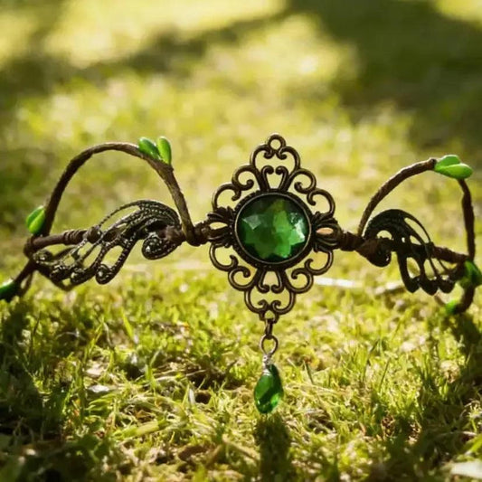 Elf Tiara Vintage Forest Crystal Woodland Crown Branch Pagan Hair Jewelry-MoonChildWorld