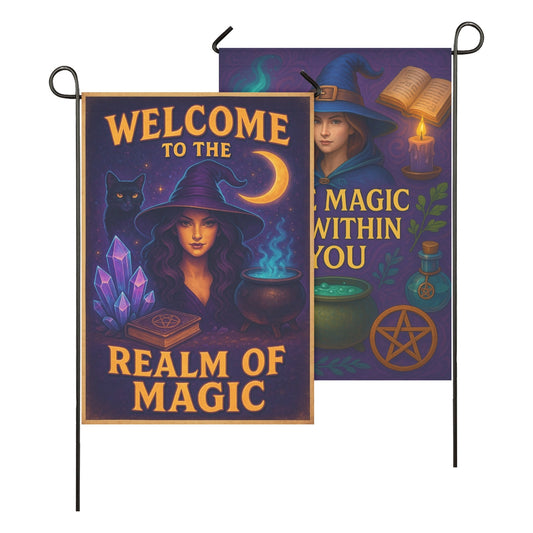 Enchanted Realm Witch Garden Flag and House Flag for Halloween Decor-MoonChildWorld