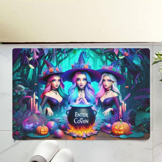 Enter my coven Gothic Witches Doormat Spooky Halloween Doormat-MoonChildWorld