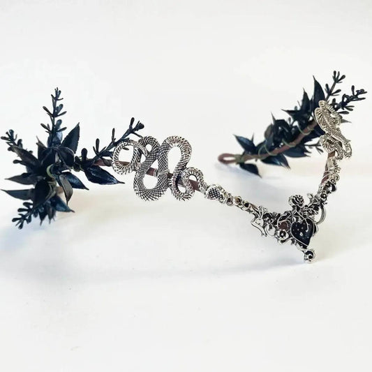 Fantasy Snake Crown Gothic Dark Elf Headpiece - Medieval Witch Crown for Renaissance Faire & Pagan Hair Jewelry-MoonChildWorld