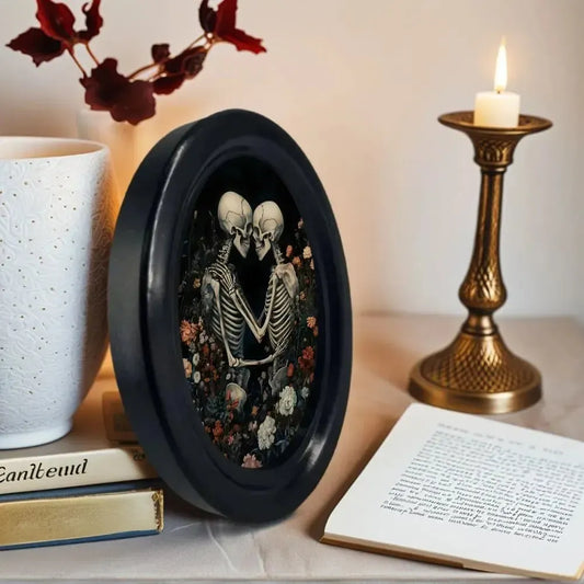 Floral Skeleton Couple Photo Frame Wall Decoration – back view