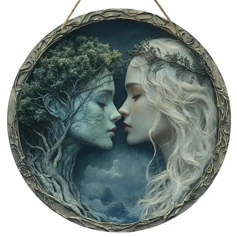 Forest Goddess Wooden Sign - Mother Goddess of Forest Hanging Sign Pagan Wall Decor-MoonChildWorld