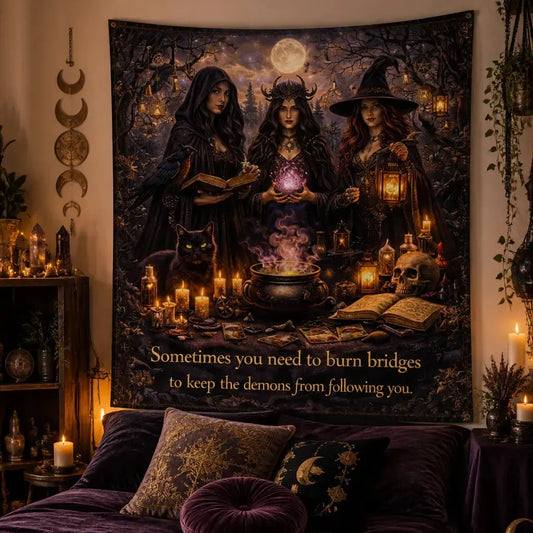 Forest Witches Gothic Tapestry for Halloween Occult Witch Wall Hanging_mockup_1.webp