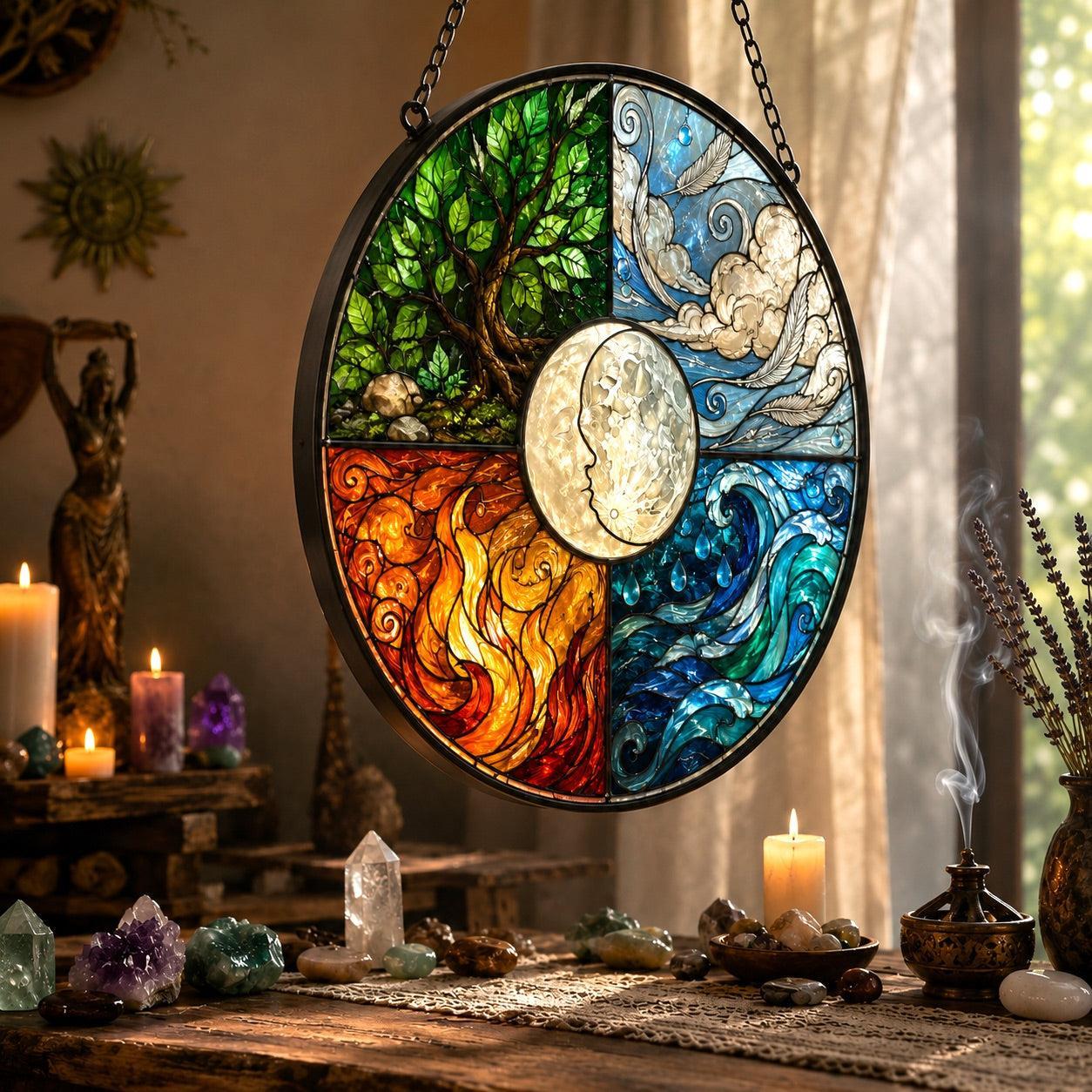 Four Elements Glass Suncatcher - close up detail