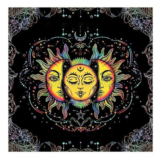 (Free Bag) Sun Moon Altar Tarot Card Tablecloth Wicca Altar Cloth-MoonChildWorld